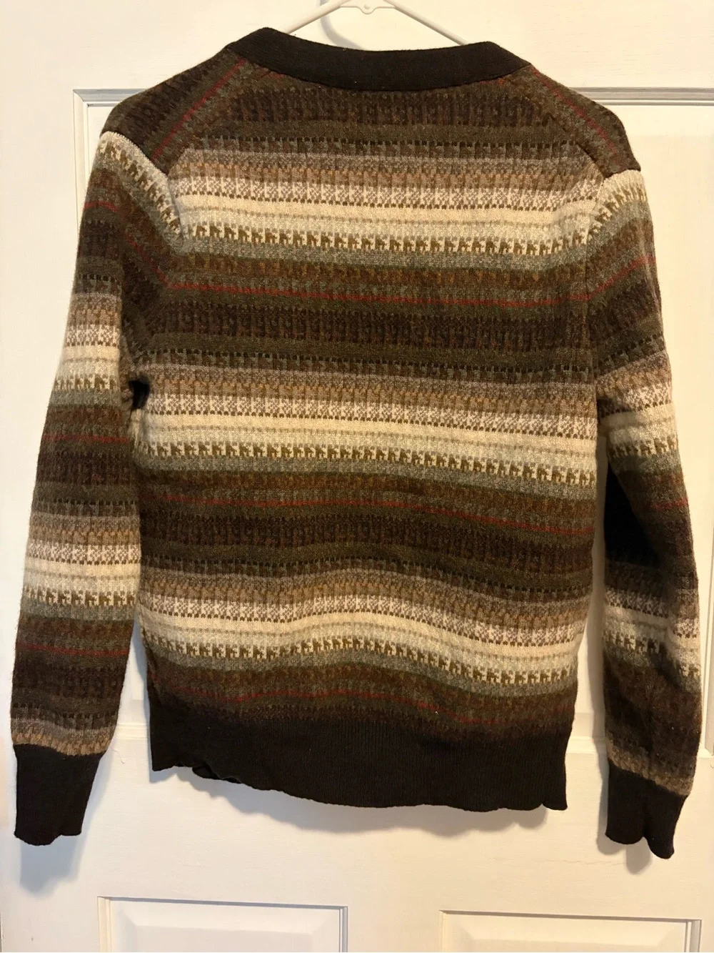 J crew Men's Brown Striped Wool Blend Cardigan